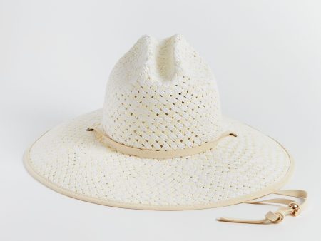 White Washed Straw Checkered Hat For Sale