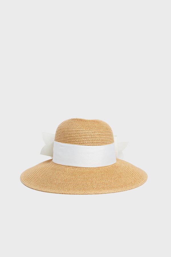 Exclusive Cream Packable Wide Bow Sunhat on Sale