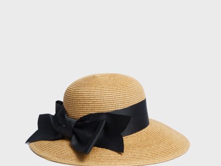 Exclusive Black Packable Wide Bow Sunhat For Discount