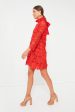 Red Guipure Lace Daphne Dress For Sale