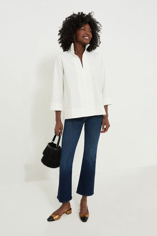 White Sullivan Stand Collar Blouse Online now