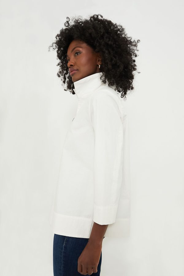 White Sullivan Stand Collar Blouse Online now