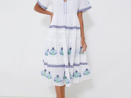 White Multi Carlene Midi Dress Supply