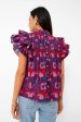 Exclusive Blue Kazak Pintuck Ruffle Top Online Sale