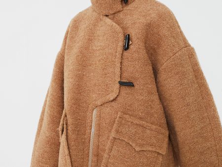 Tiger s Eye Boucle Wool Drop Shoulder Jacket Supply