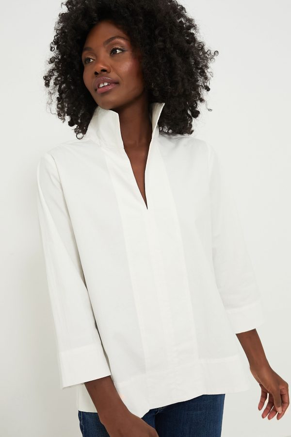 White Sullivan Stand Collar Blouse Online now