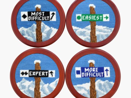 Ski Trails Needlepoint Coaster Set on Sale