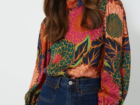 Vintage Garden Multicolor Satin Blouse Online