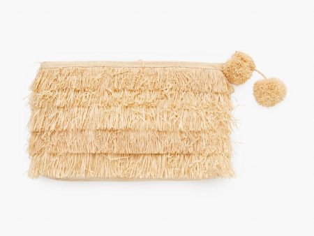 Natural Sasha Fringe Clutch Discount