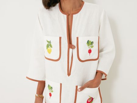 White Embroidered Vegetable Tunic Dress Supply