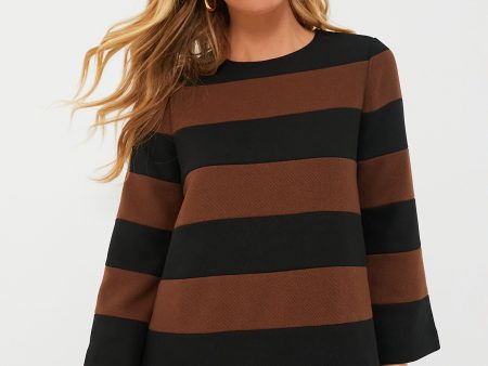 Black and Brown Striped Mia Blouse Discount