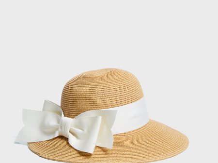 Exclusive Cream Packable Wide Bow Sunhat on Sale