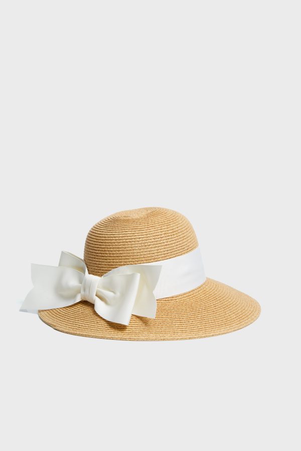 Exclusive Cream Packable Wide Bow Sunhat on Sale