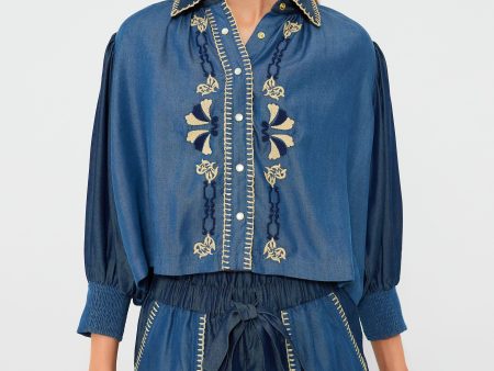 Light and Dark Blue Elisa Shirt Online Hot Sale