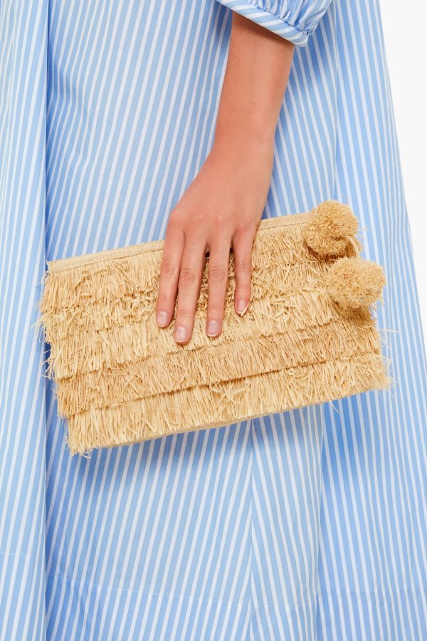 Natural Sasha Fringe Clutch Discount