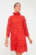 Red Guipure Lace Daphne Dress For Sale