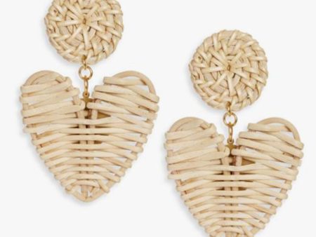 Natural Rattan Hearts Earrings Online Sale