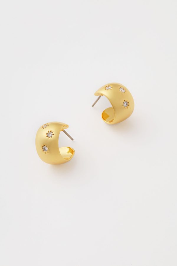 Starry Night Gold Huggie Earrings on Sale