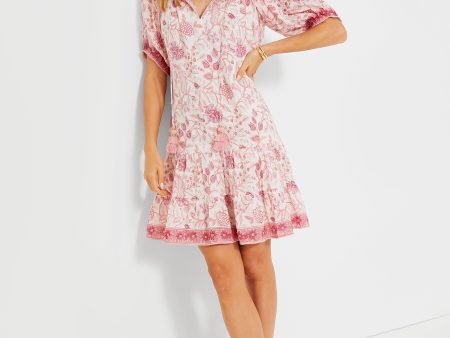 Pink and Red Romi Flounce Dress Hot on Sale