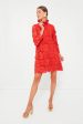 Red Guipure Lace Daphne Dress For Sale