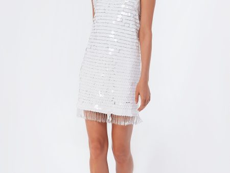 White Paillette Zenovia Dress Online Hot Sale