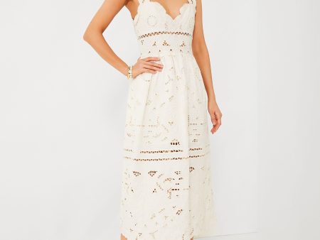 White Blaire Eyelet Sleeveless Dress on Sale