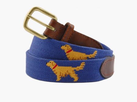 Classic Navy Golden Retriever Needlepoint Belt For Discount