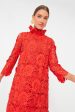 Red Guipure Lace Daphne Dress For Sale