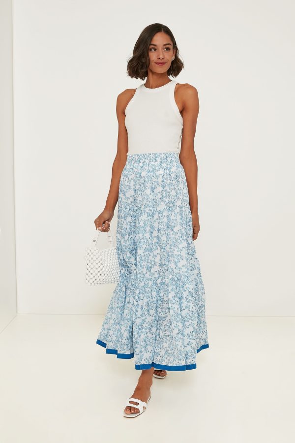 Blue Lucrecia Frilly Maxi Skirt Sale