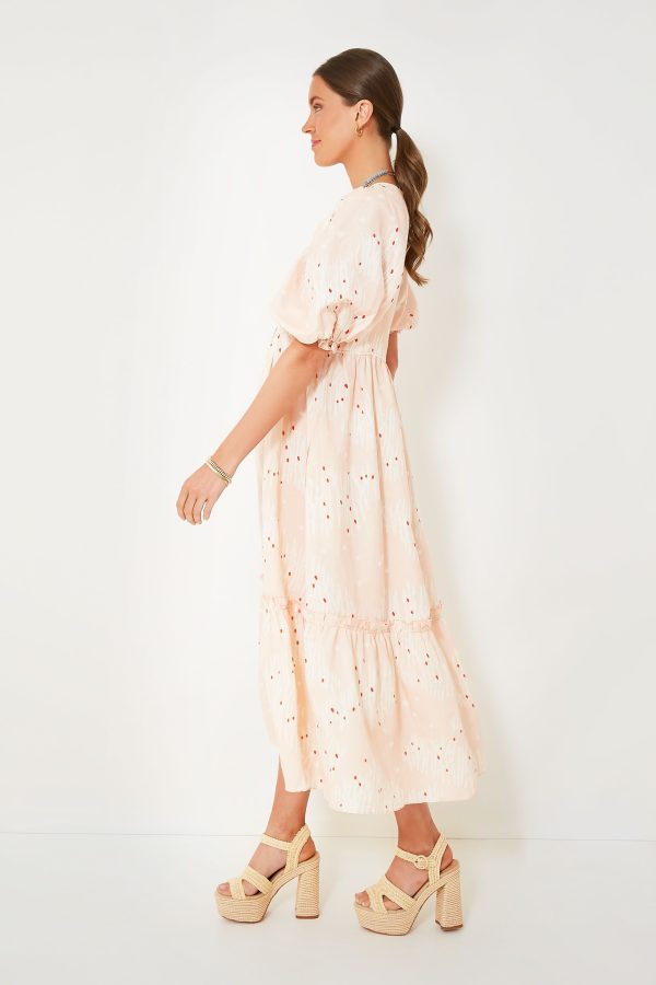 Abstract Coral Palmer Dress Cheap