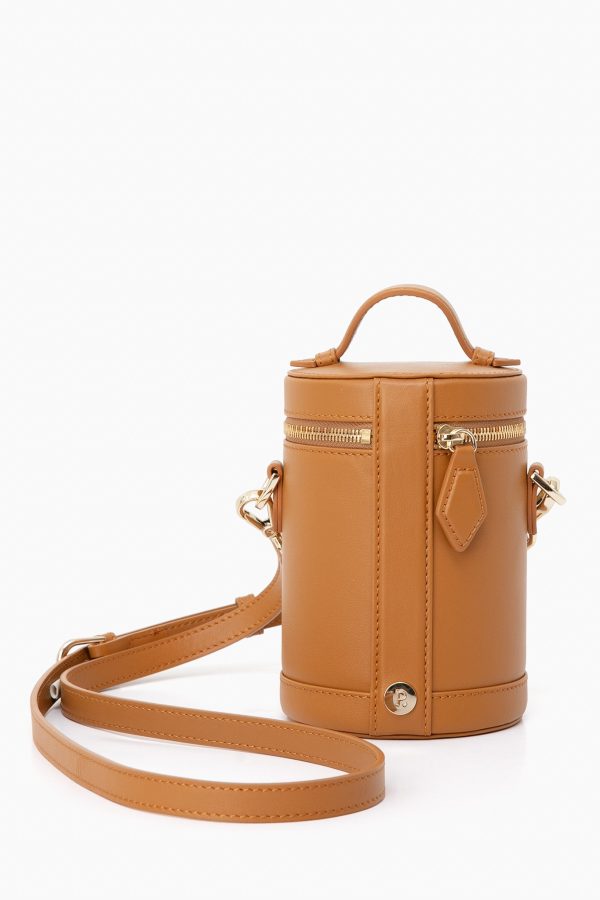 Atlas Tan Leather Crossbody Capsule Bag For Cheap