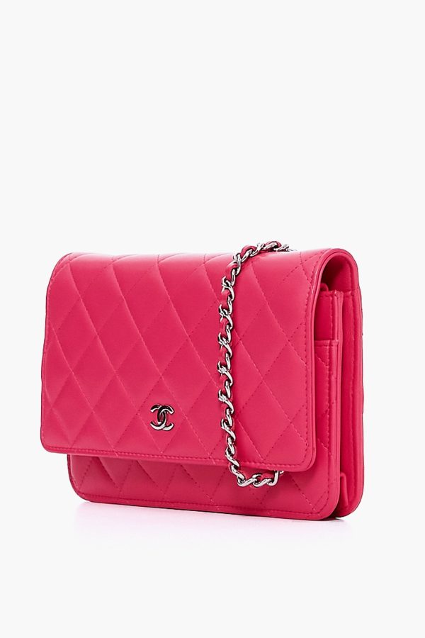 CHANEL Pink Lambskin Wallet on Chain Sale