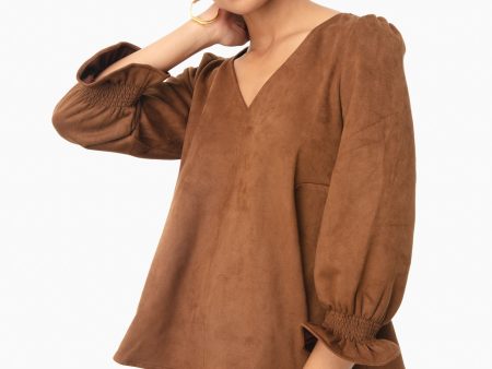 Brown Suede Easton Blouse Online Hot Sale