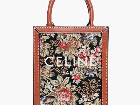 Celine Small Vertical Cabas Tote in Printed Canvas and Calfskin Online