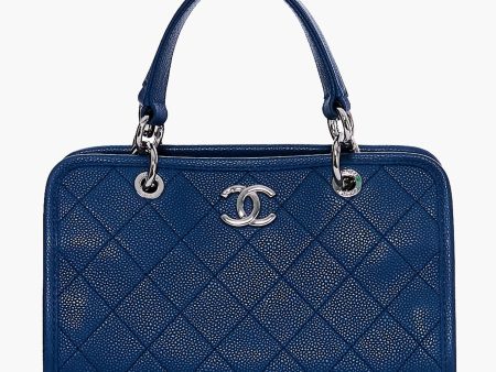 CHANEL Blue Caviar Stitched Shopping Tote For Cheap