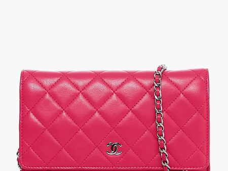 CHANEL Pink Lambskin Wallet on Chain Sale