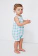 Blue Painted Gingham Shortie Romper For Cheap