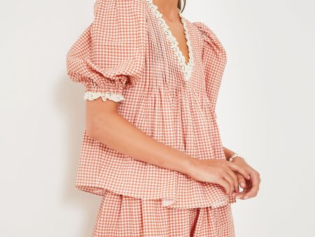 Terracotta Gingham Mia Top For Cheap