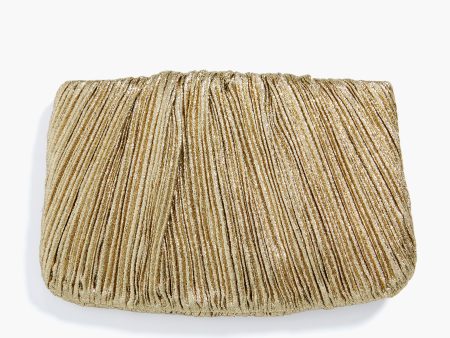 Oro Lame Brit Pleated Clutch Discount