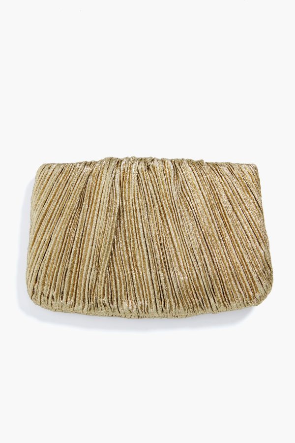 Oro Lame Brit Pleated Clutch Discount