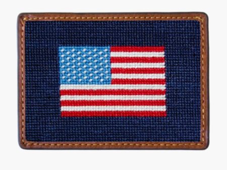 American Flag Needlepoint Credit Card Wallet Discount