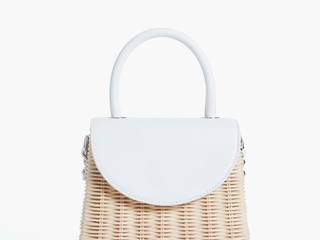 White Donna Wicker Top Handle For Cheap