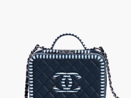 CHANEL Navy Coco Filigree Vanity Bag Supply