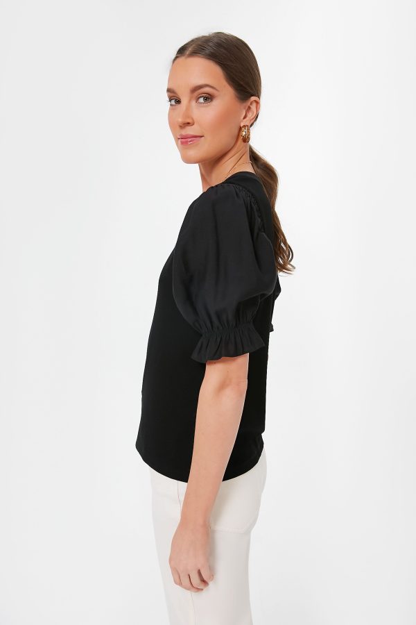 Black Livia Puff Sleeve Top Cheap