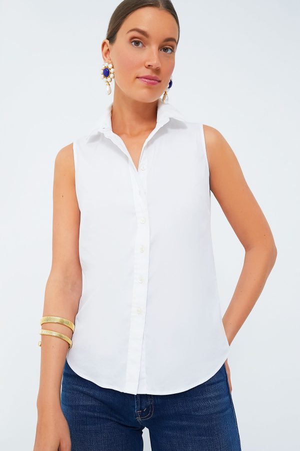 White Sleeveless Essentials Shirt Online Sale