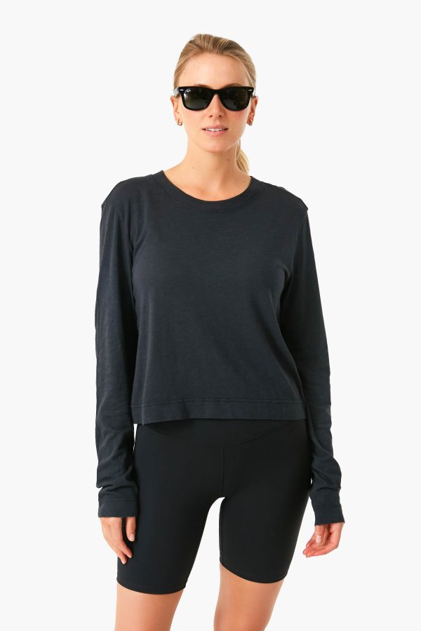 Black Lupita Crop Long Sleeve Shirt Online Hot Sale