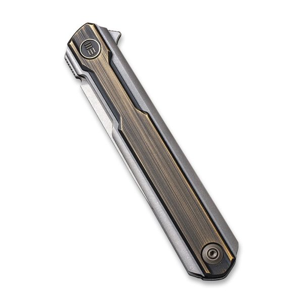 WEKNIFE Peer Flipper Knife Titanium & Brass Handle (3.46  CPM 20CV Blade) 2015E on Sale