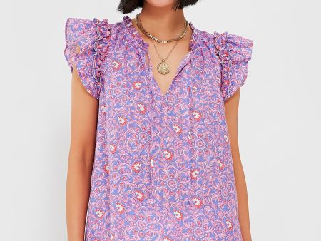 Violet Katama Tile Ruffle Popover Top Supply