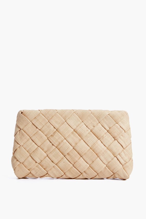 Natural Raffia Aviva Woven Puff Clutch Hot on Sale