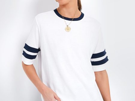 Bright White Cloud Varsity Tee Hot on Sale